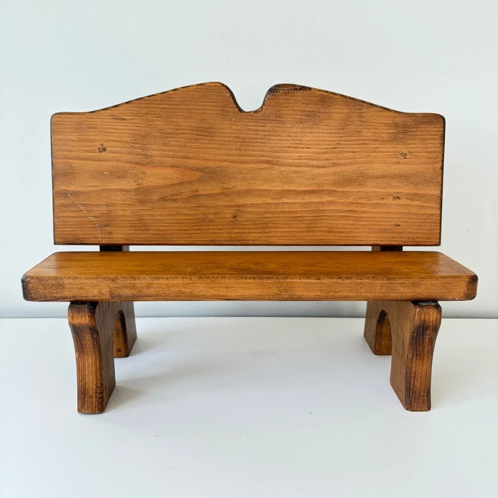 Handcrafted Miniature Wooden Bench Display Riser Rustic Pine Farmhouse Decor